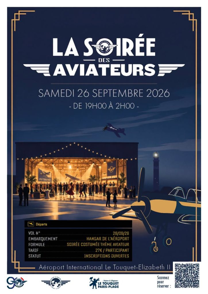Une soirée costumée sur le thème de l’aviation dans le hangar de l’Aéroport Inte...